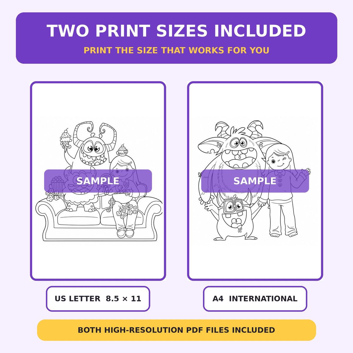 Printable Monster Coloring Book for Kids – 38 Digital Coloring Pages
