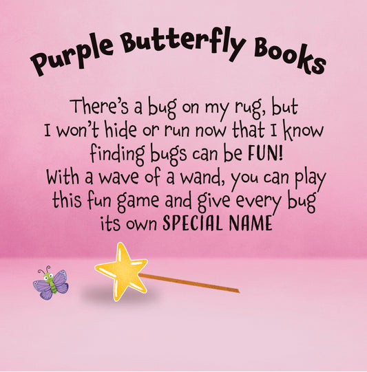 Promotional text for 'Purple Butterfly Books' on a pink background with a butterfly and wand illustration.