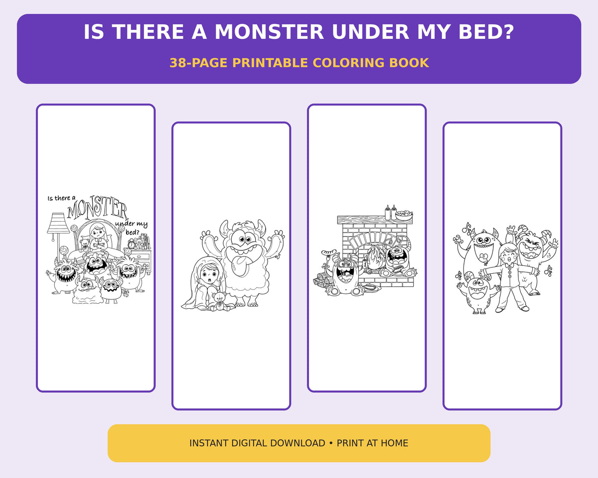 Printable Monster Coloring Book for Kids – 38 Digital Coloring Pages